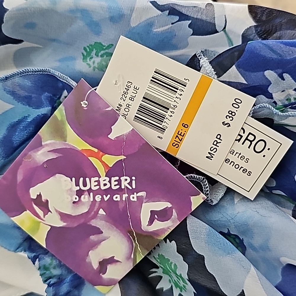 Blueberi Blvd Blue and White Floral Dress Kid Size 6 - Picture 12 of 12